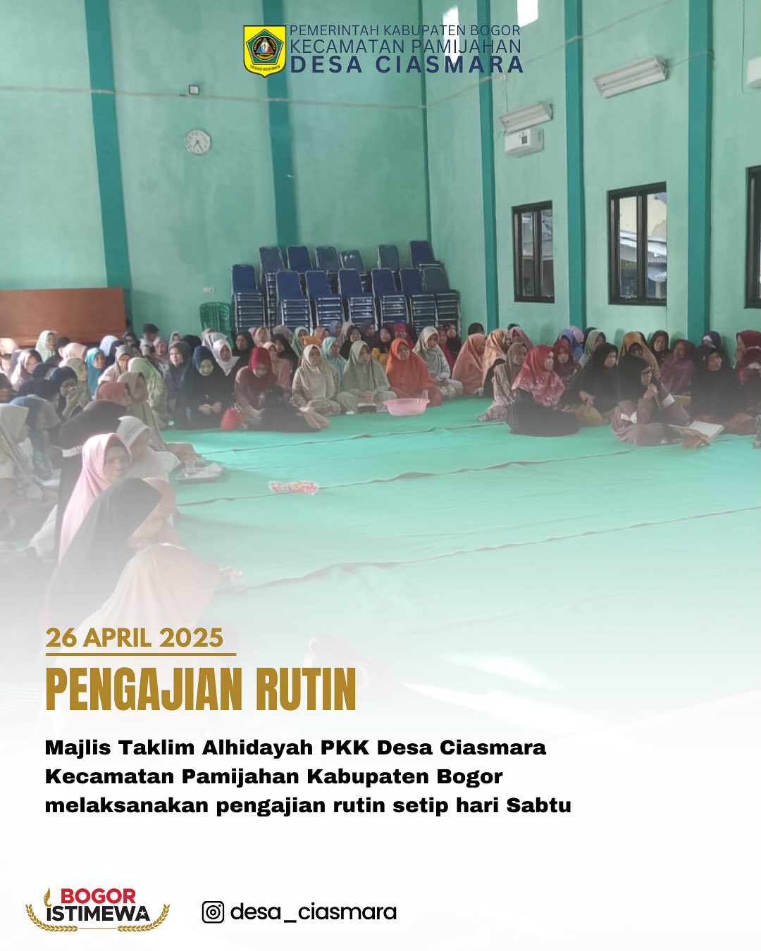 Pengajian Rutin Majelis Taklim PKK Desa Ciasmara